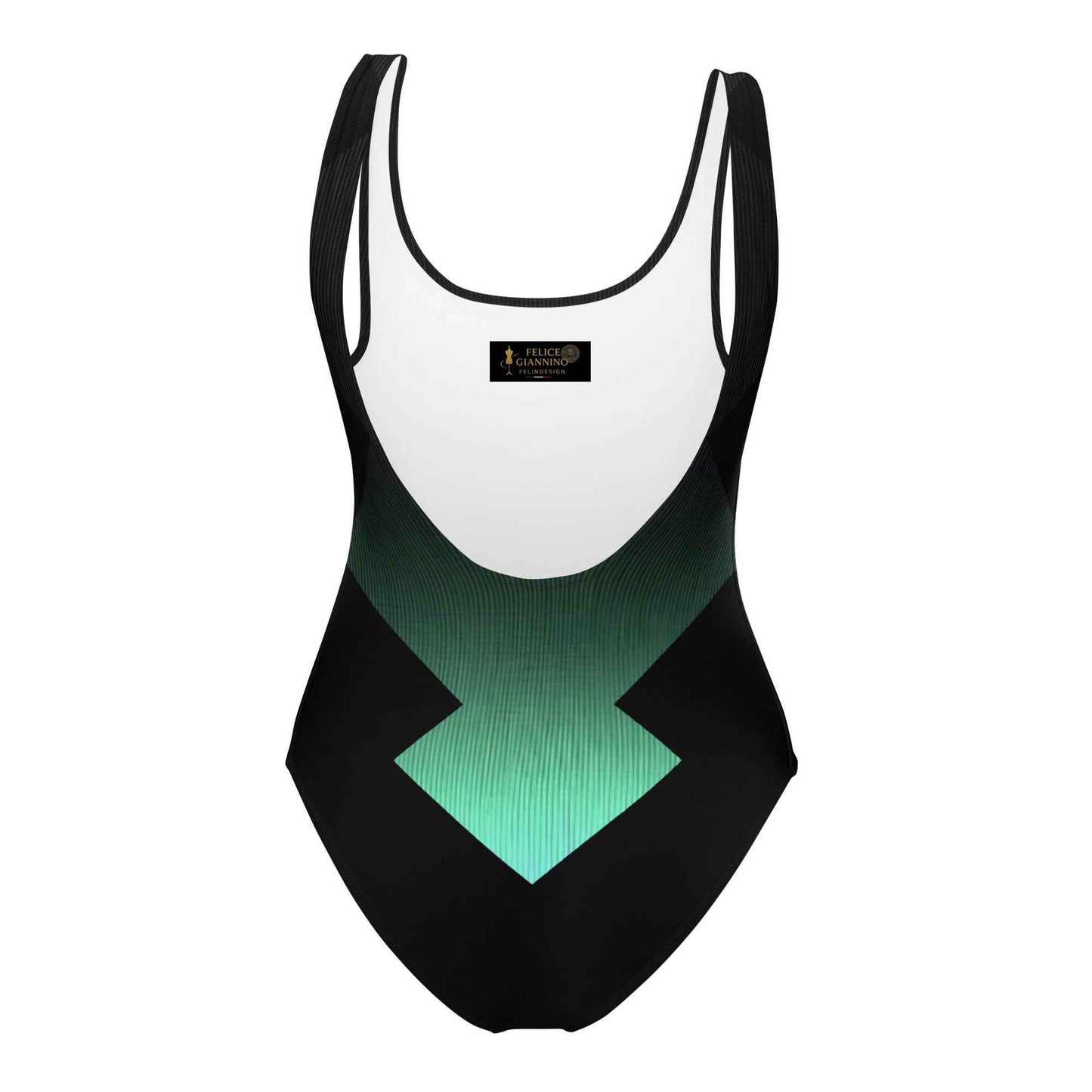 Women's One-Piece Swimsuit Black/Pastel Green FelinDesign - Elegant Eco-Sustainable Chlorine Resistant
