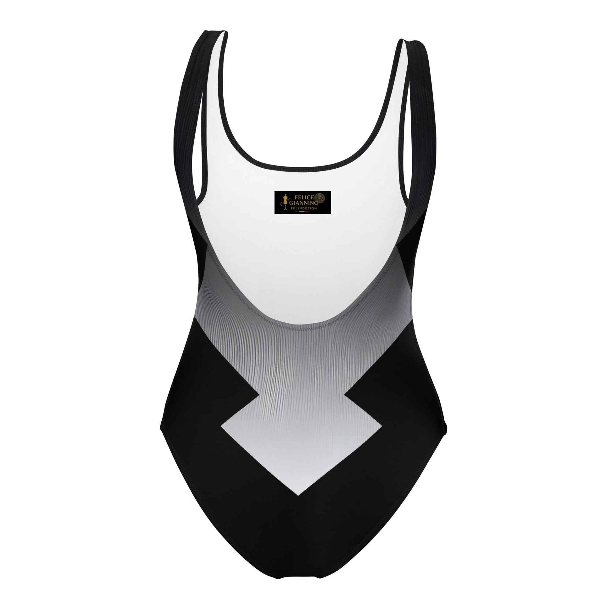 Women's One-Piece Swimsuit Black/White FelinDesign - Elegant Eco-Sustainable Chlorine Resistant