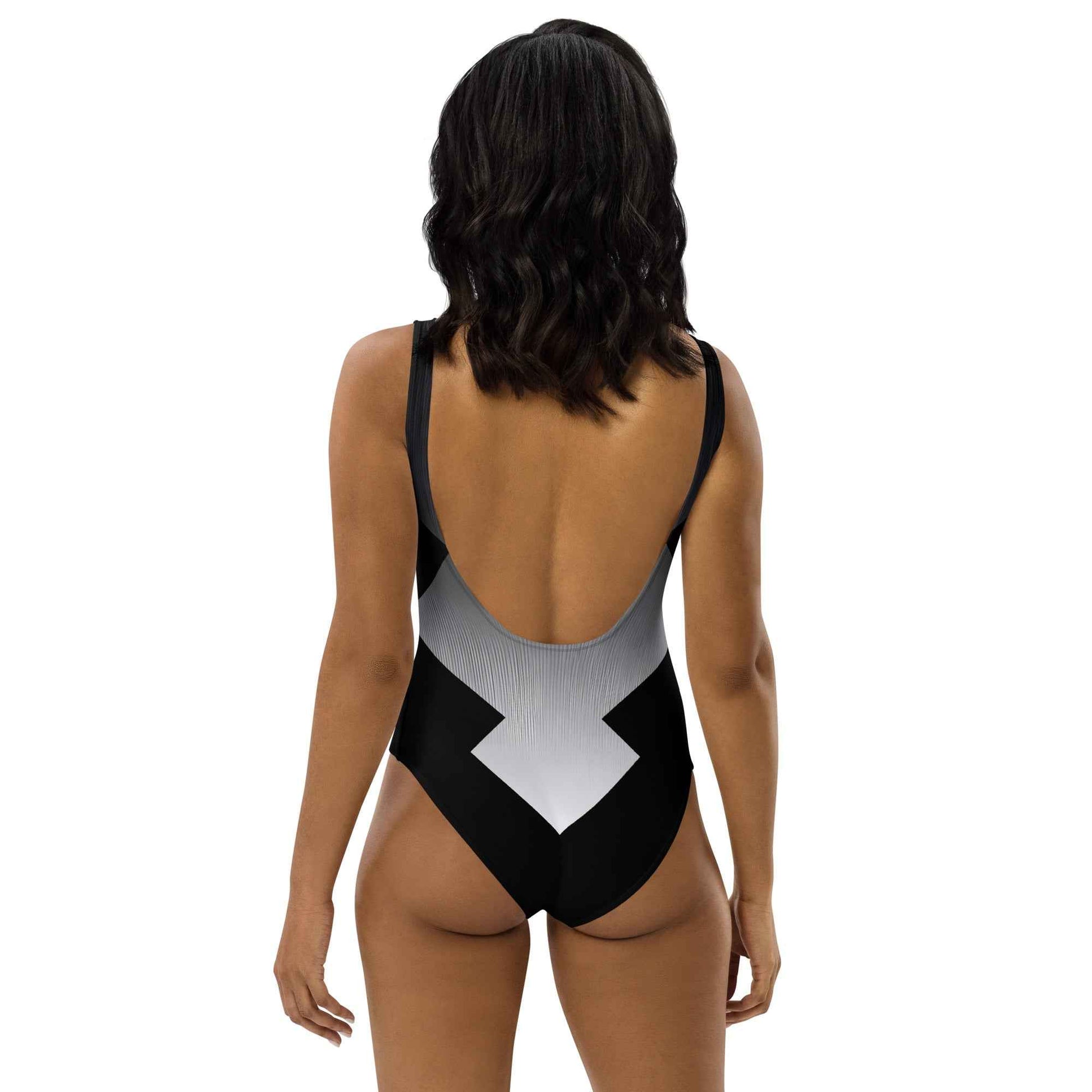 Women's One-Piece Swimsuit Black/White FelinDesign - Elegant Eco-Sustainable Chlorine Resistant