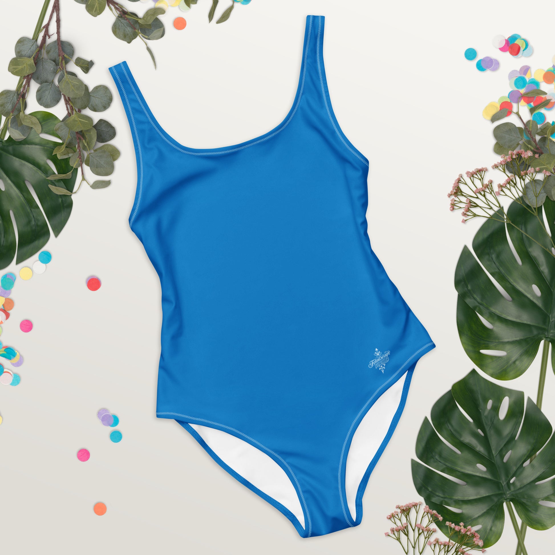 Blue Minimal Chic One-Piece Swimsuit 2026 | Women's Solid-Color Beachwear | Summer Essentials Collection FelinDesign - FelinDesign