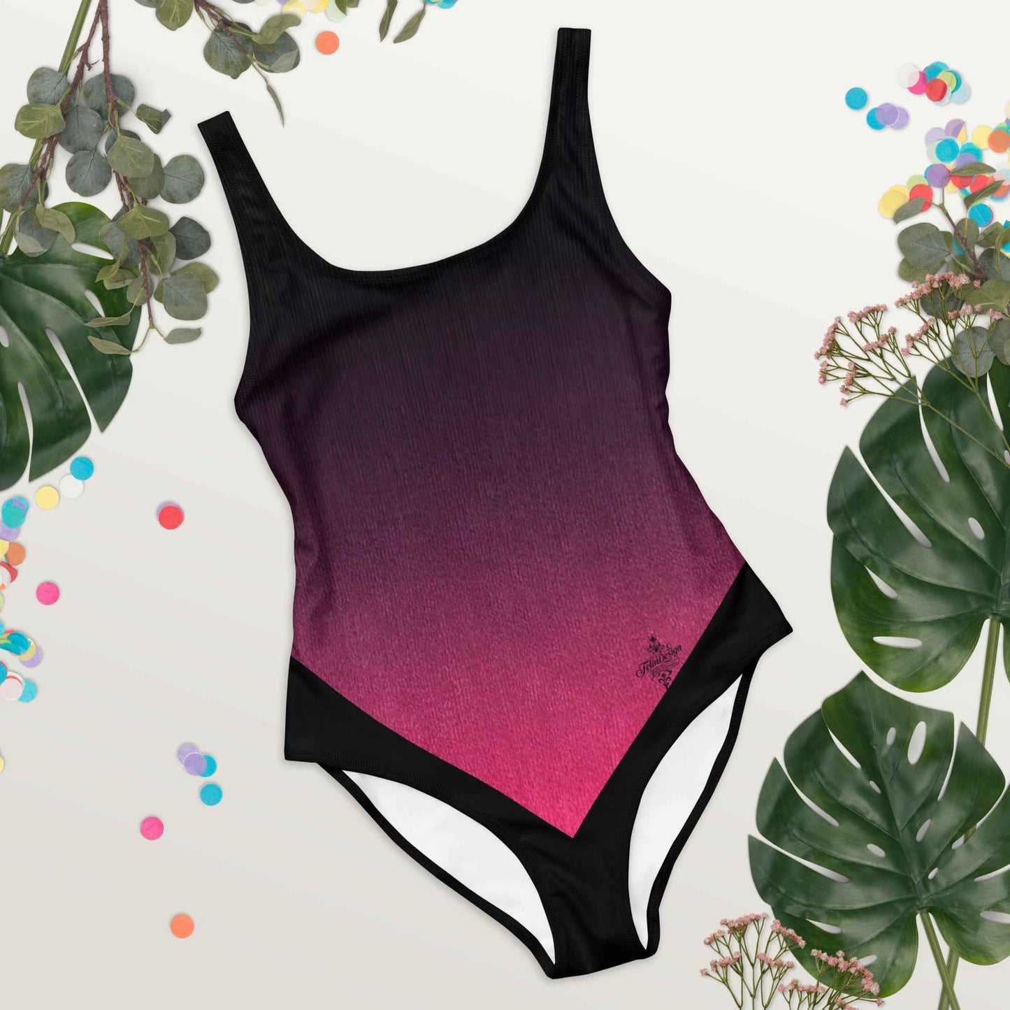 Women's One-Piece Swimsuit Black/Fuchsia FelinDesign - Elegant Eco-Sustainable Chlorine Resistant