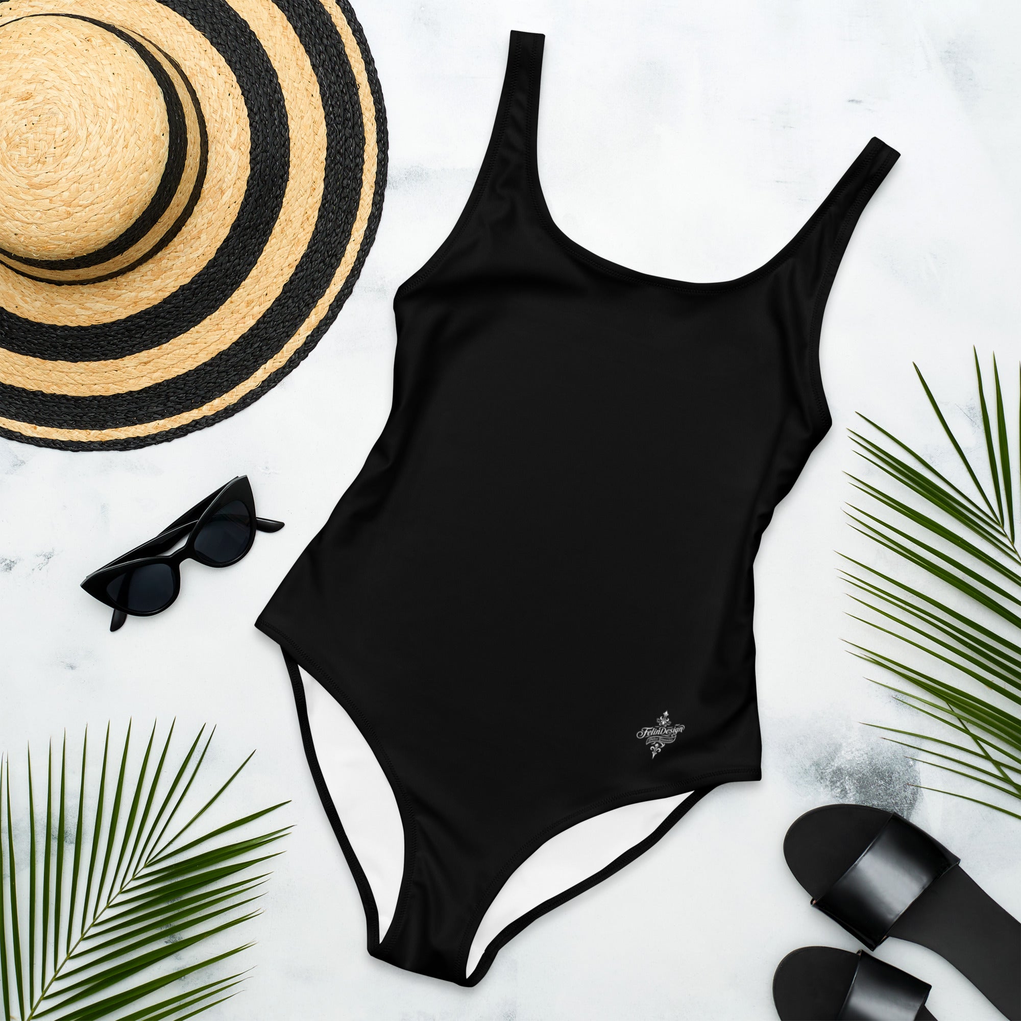 Black Minimal Chic One-Piece Swimsuit 2026 | Women's Solid-Color Beachwear | Summer Essentials Collection FelinDesign - FelinDesign