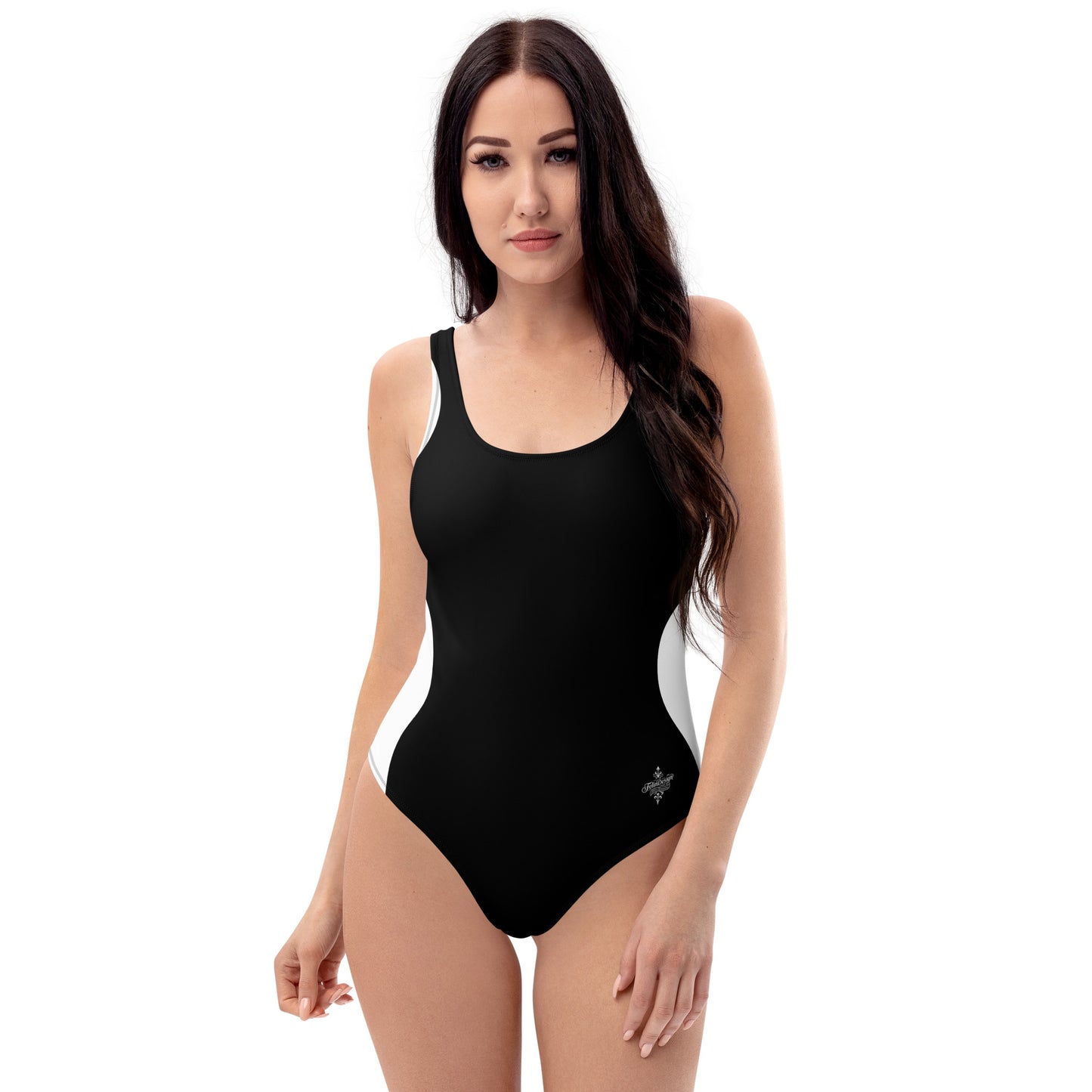 Sinuous Geometry One-Piece Swimsuit – Black & White Shaping Design - FelinDesign