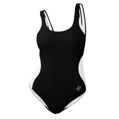 Sinuous Geometry One-Piece Swimsuit – Black & White Shaping Design - FelinDesign