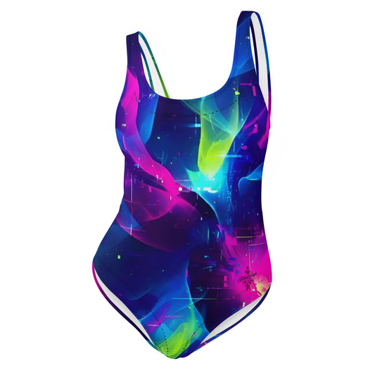 Women's One-Piece Swimsuit with Multicolored Abstract Pattern - Ideal for the Pool and Swimming felindesign - FelinDesign