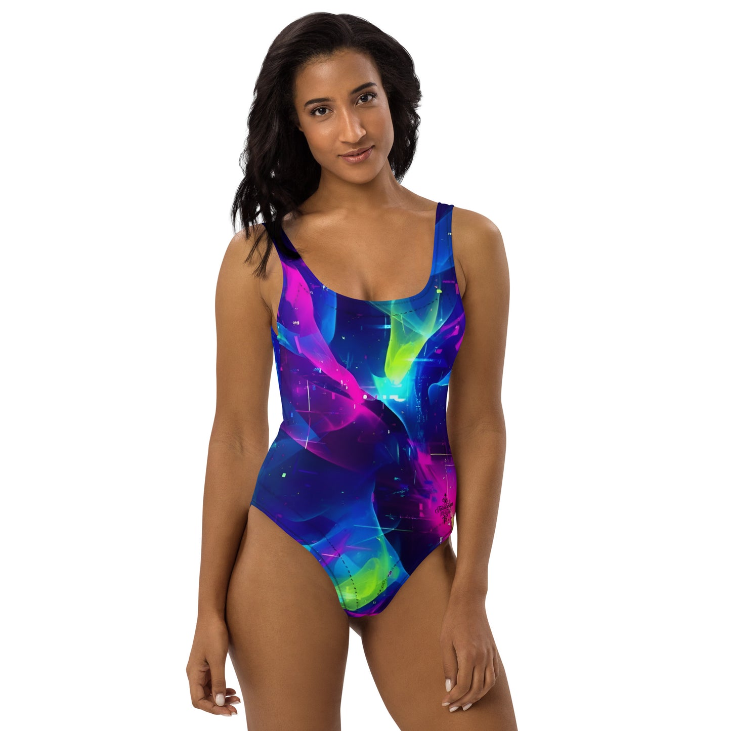 Women's One-Piece Swimsuit with Multicolored Abstract Pattern - Ideal for the Pool and Swimming felindesign - FelinDesign
