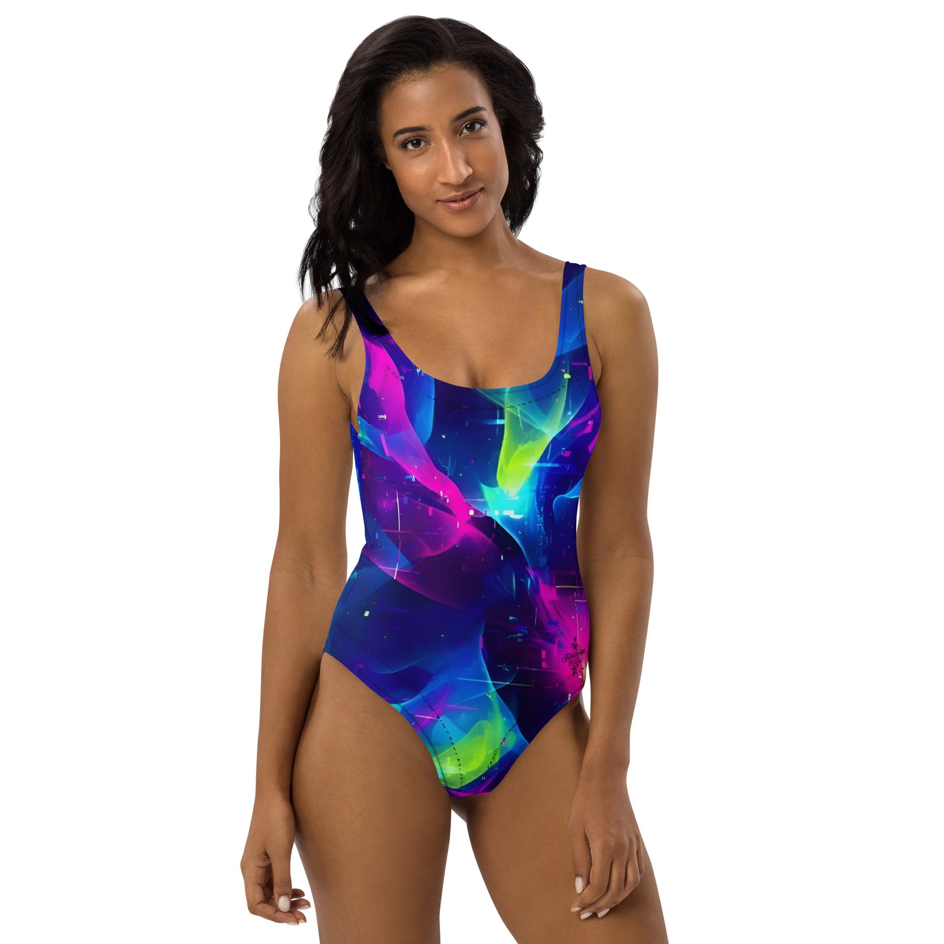 Women's One-Piece Swimsuit with Multicolored Abstract Pattern - Ideal for the Pool and Swimming felindesign - FelinDesign
