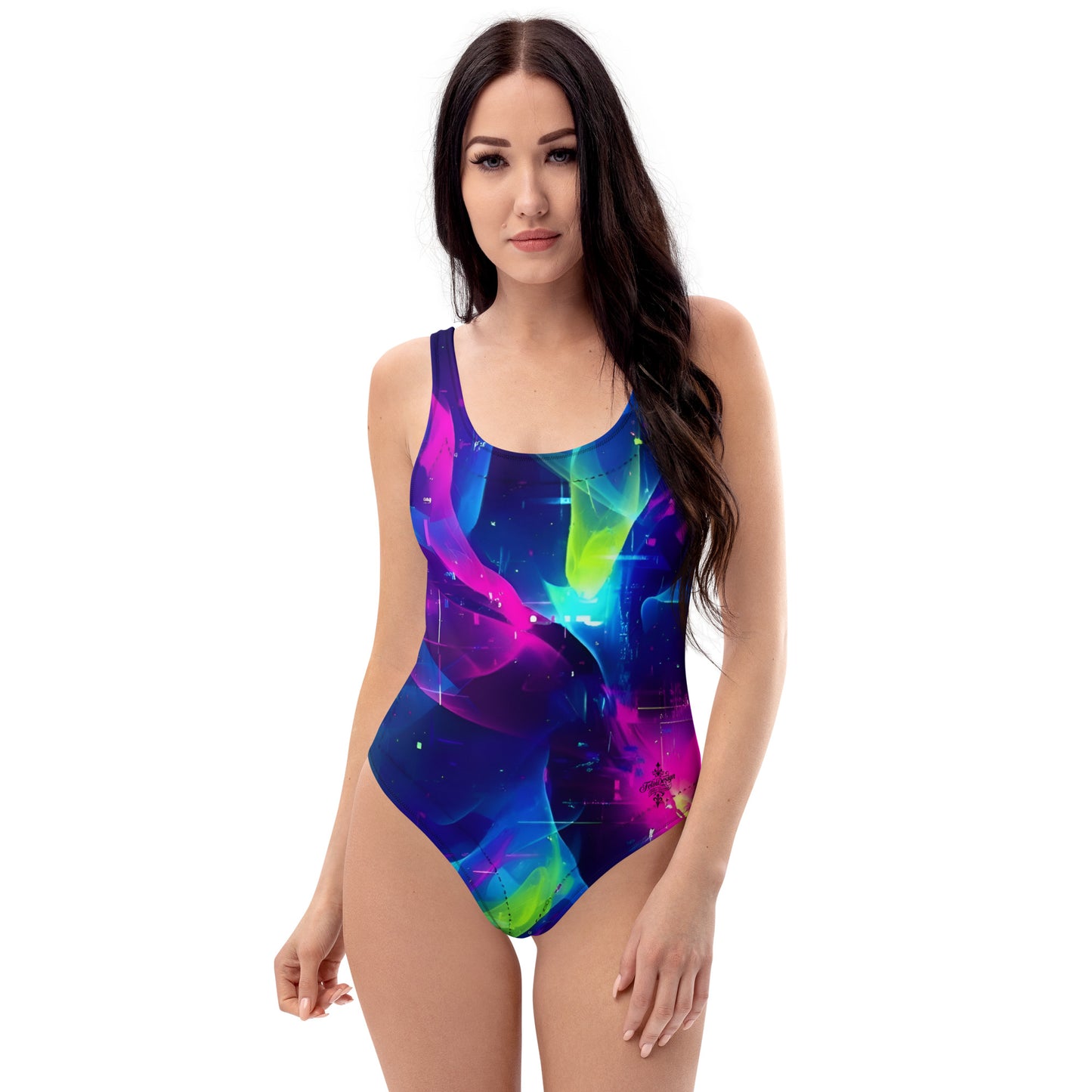 Women's One-Piece Swimsuit with Multicolored Abstract Pattern - Ideal for the Pool and Swimming felindesign - FelinDesign