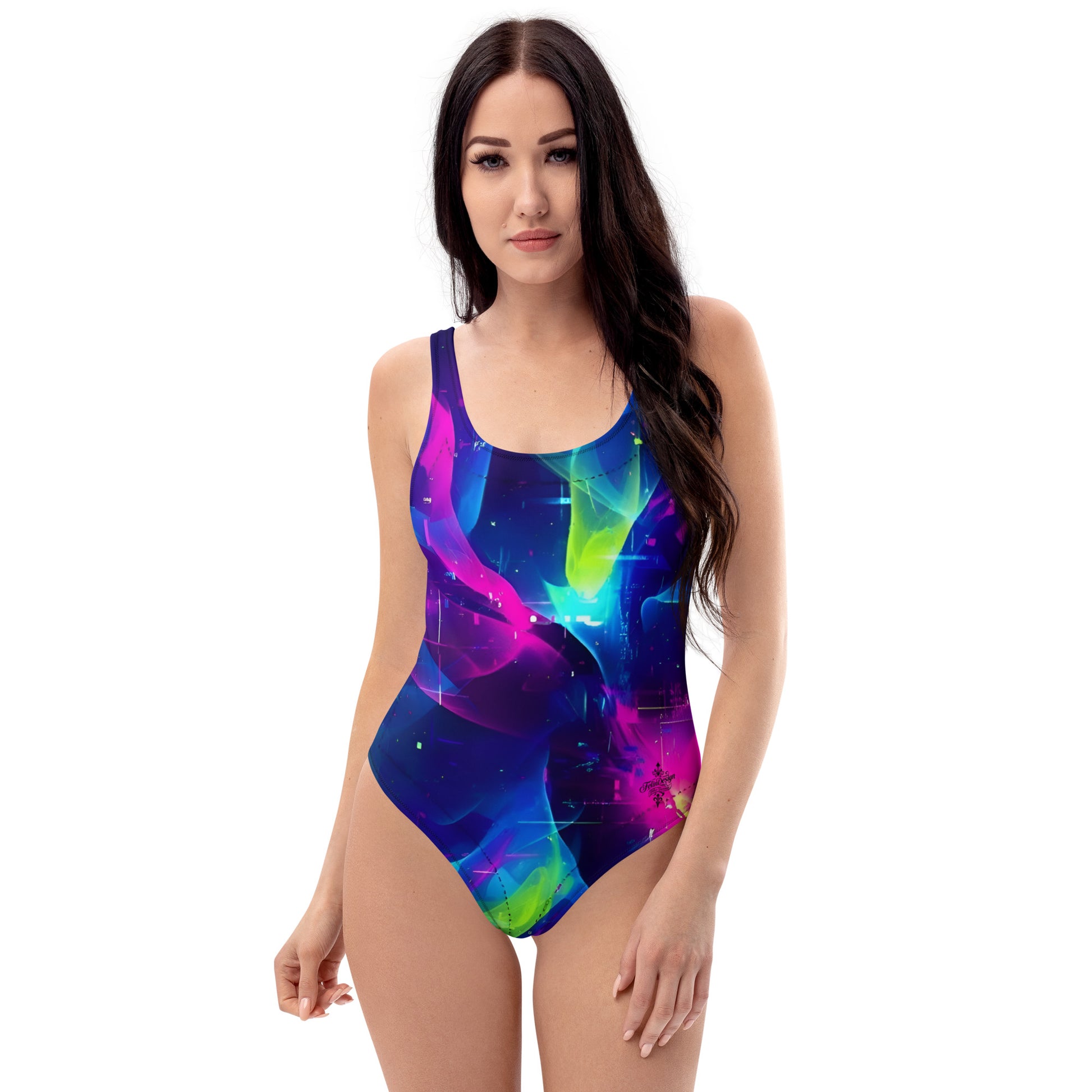 Women's One-Piece Swimsuit with Multicolored Abstract Pattern - Ideal for the Pool and Swimming felindesign - FelinDesign