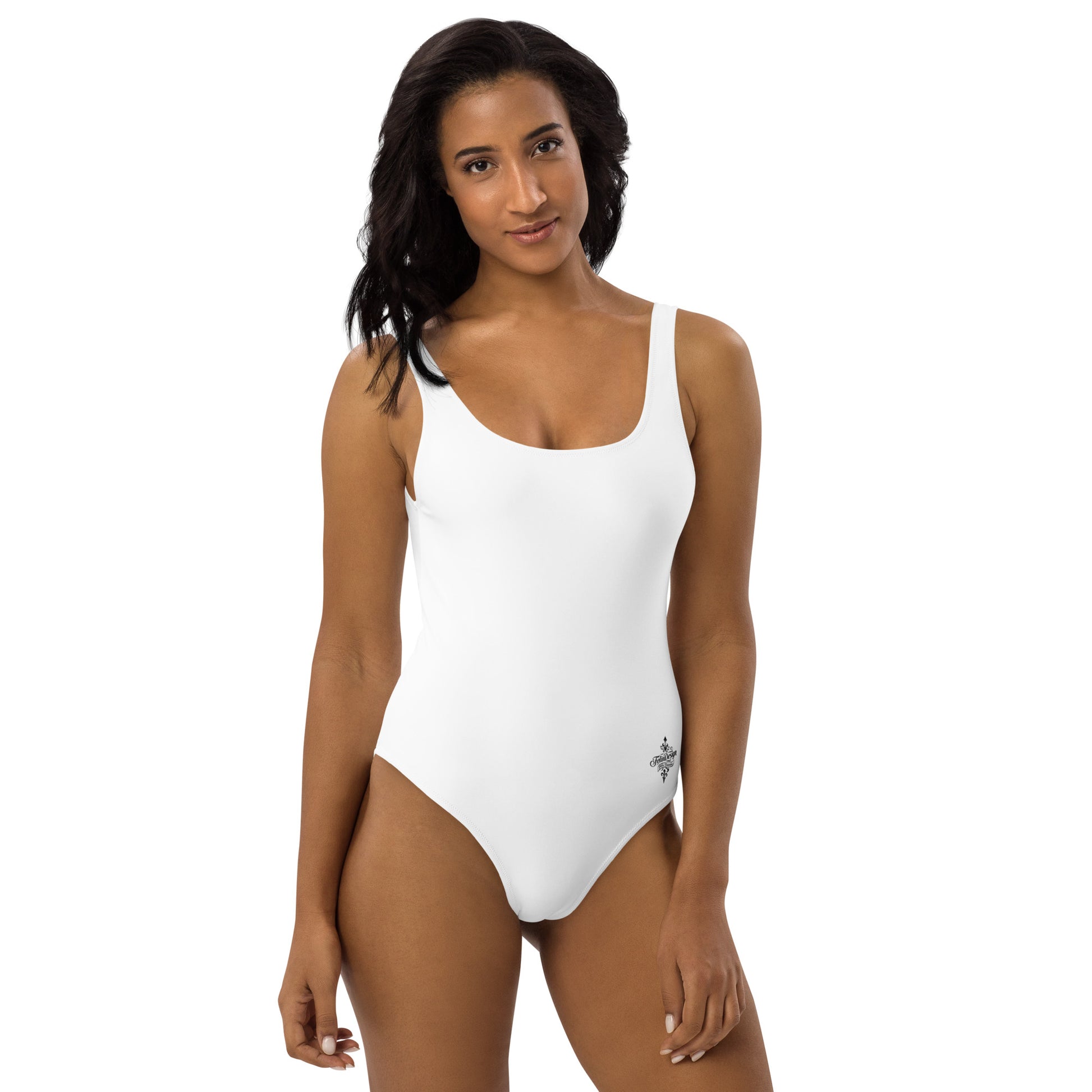 Optic white Minimalist Chic One-Piece Swimwear | Solid Color Collection | 2026 Summer Essentials felindesign - FelinDesign