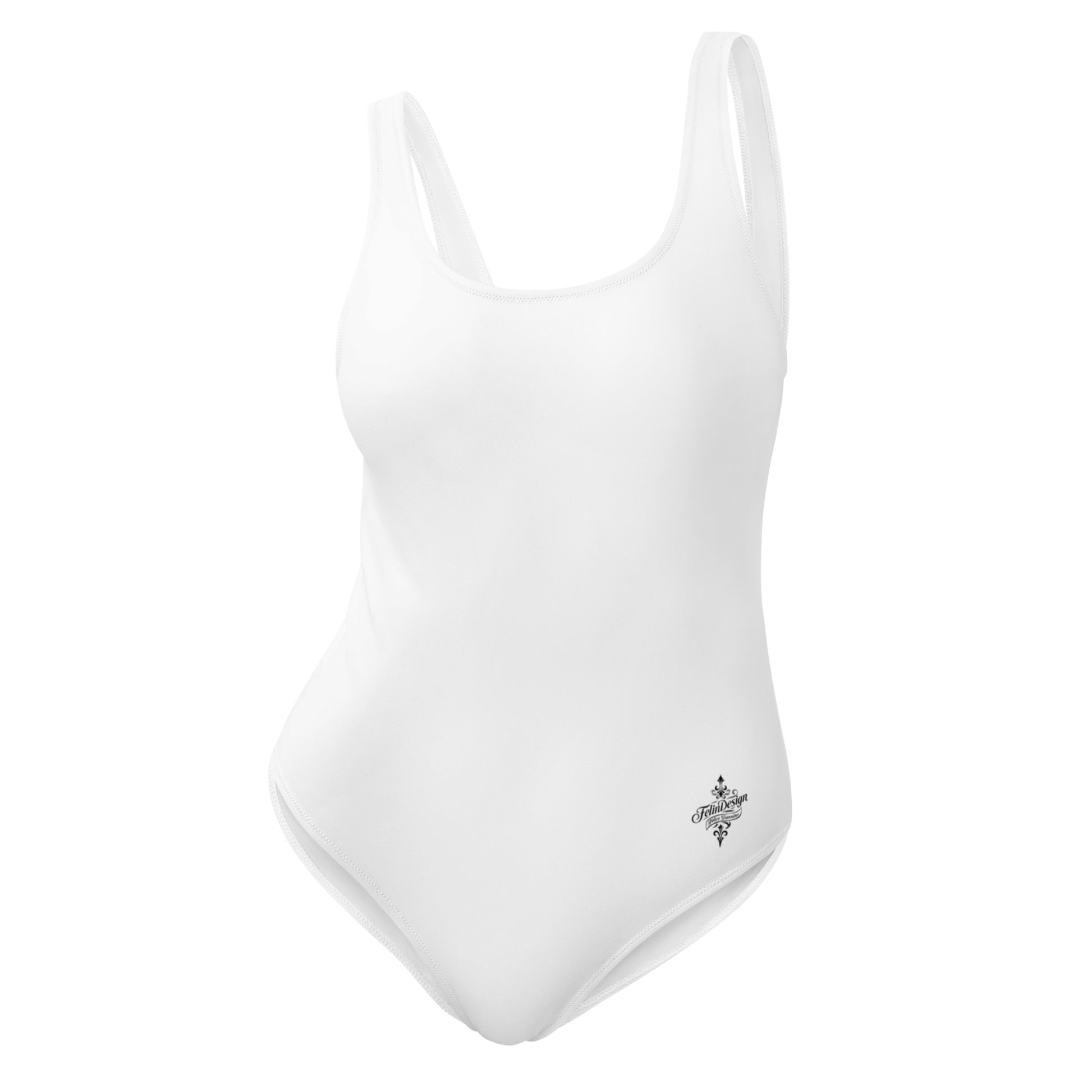 Optic white Minimalist Chic One-Piece Swimwear | Solid Color Collection | 2026 Summer Essentials felindesign - FelinDesign