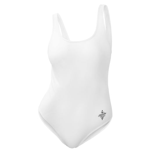 Optic white Minimalist Chic One-Piece Swimwear | Solid Color Collection | 2026 Summer Essentials felindesign - FelinDesign