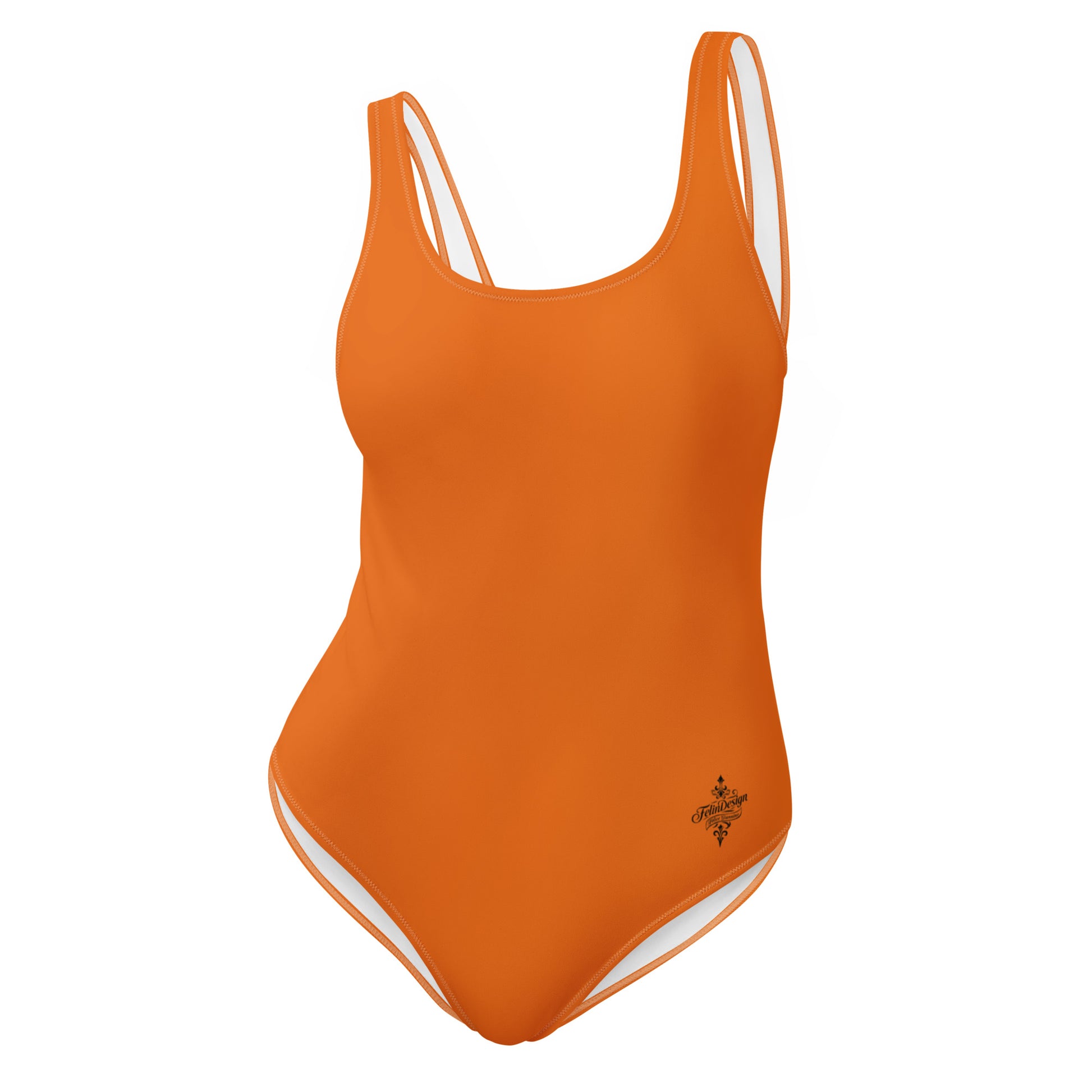Burnt orange Minimalist Chic One-Piece Swimwear | Solid Color Collection | 2026 Summer Essentials felindesign - FelinDesign