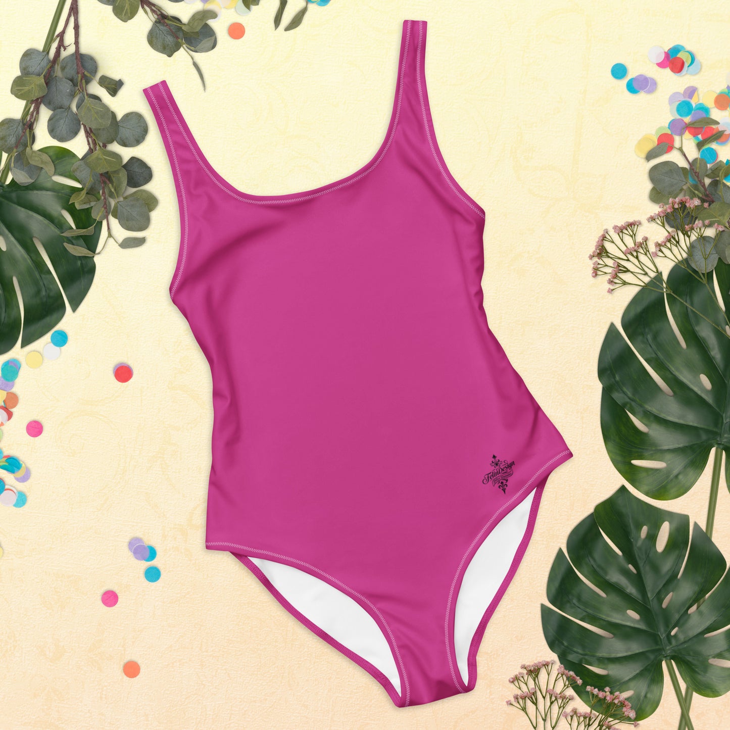 Deep cherry Minimalist Chic One-Piece Swimwear | Solid Color Collection | 2026 Summer Essentials felindesign - FelinDesign