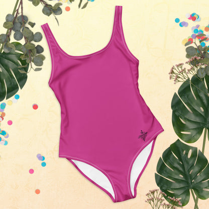 Deep cherry Minimalist Chic One-Piece Swimwear | Solid Color Collection | 2026 Summer Essentials felindesign - FelinDesign