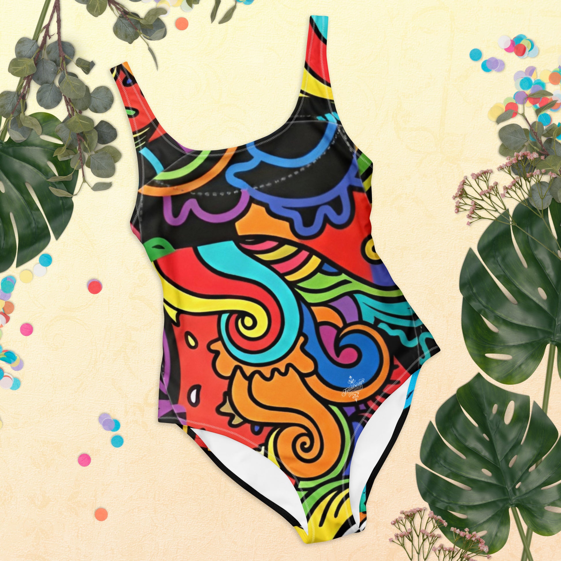 Women's Rainbow One-Piece Swimsuit - Recycled Chlorine-Resistant Fabric | FelinDesign - FelinDesign