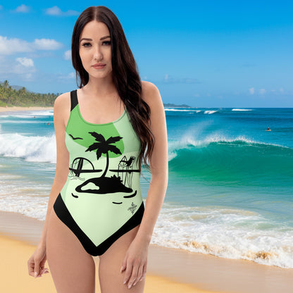 Surf Green Minimalist Chic One-Piece Swimwear | Solid Color Collection | 2026 Summer Essentials felindesign Surf Green - FelinDesign