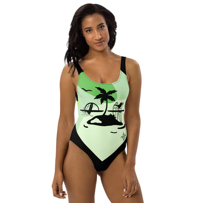 Surf Green Minimalist Chic One-Piece Swimwear | Solid Color Collection | 2026 Summer Essentials felindesign Surf Green - FelinDesign