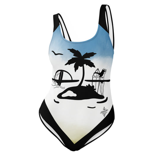 Blue Surf Minimalist Chic One-Piece Swimwear | Solid Color Collection | 2026 Summer Essentials felindesign Blue surf - FelinDesign