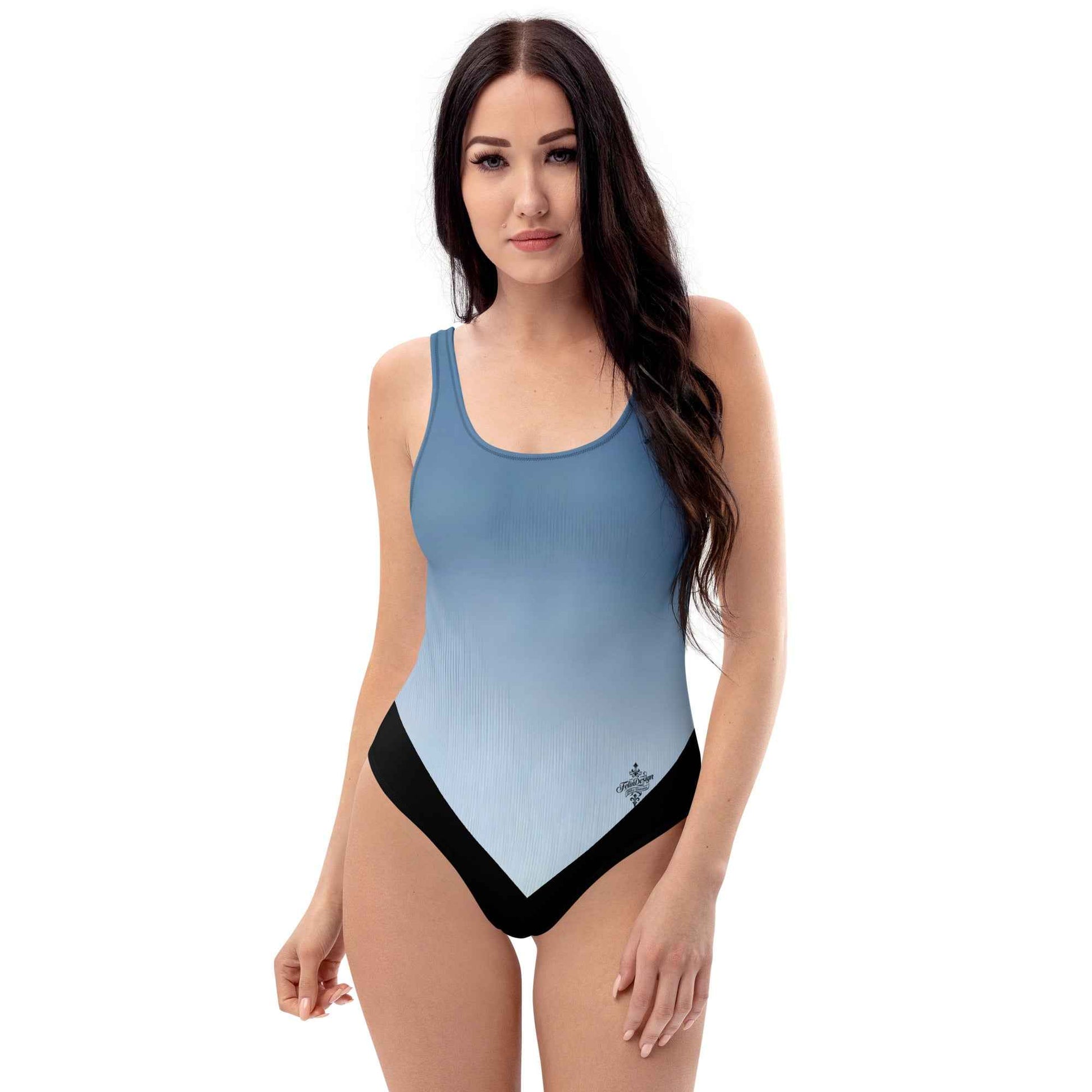 Women's One-Piece Swimsuit Sky blue/White FelinDesign - Elegant Eco-Sustainable Chlorine Resistant