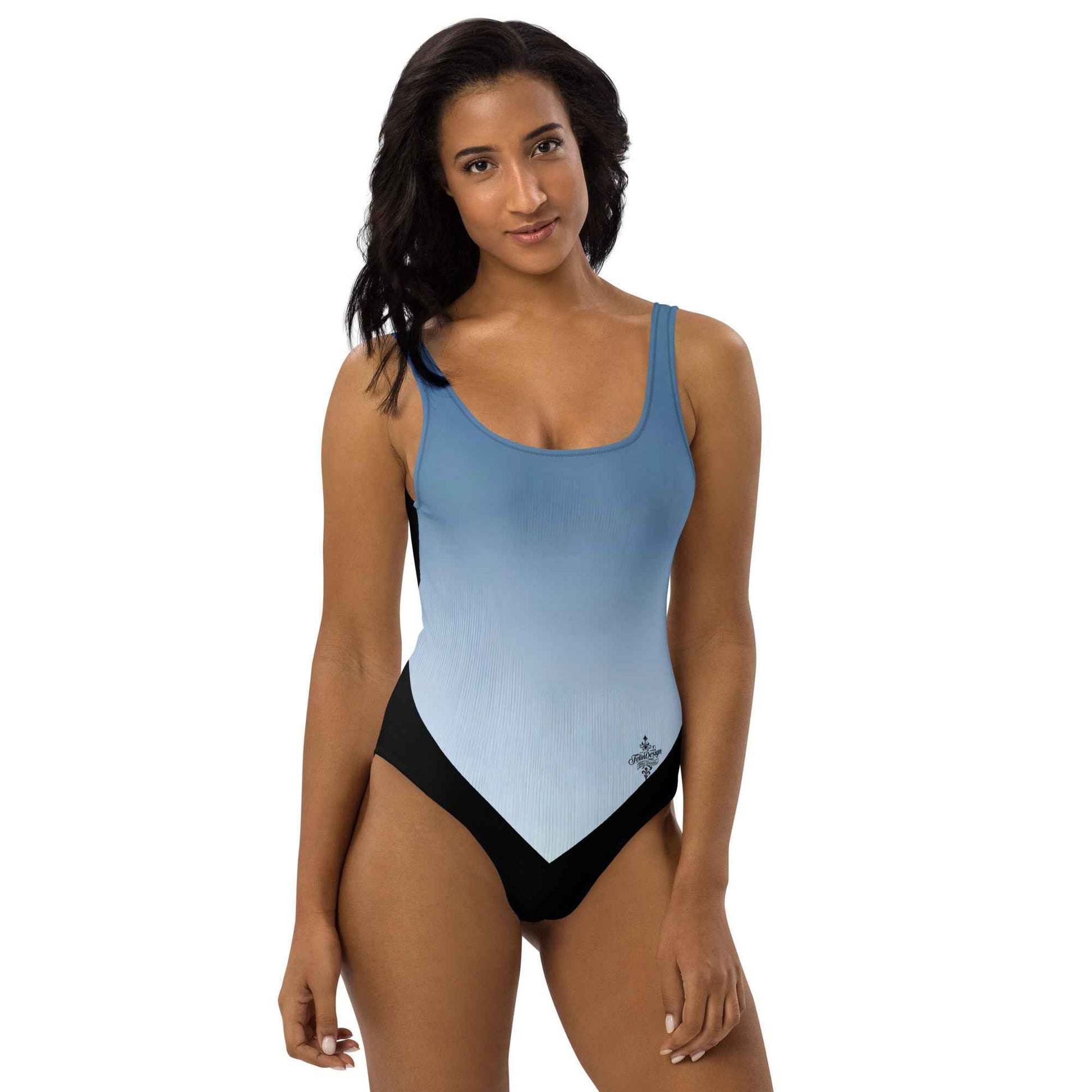 Women's One-Piece Swimsuit Sky blue/White FelinDesign - Elegant Eco-Sustainable Chlorine Resistant