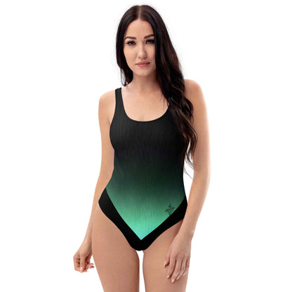 Women's One-Piece Swimsuit Black/Pastel Green FelinDesign - Elegant Eco-Sustainable Chlorine Resistant