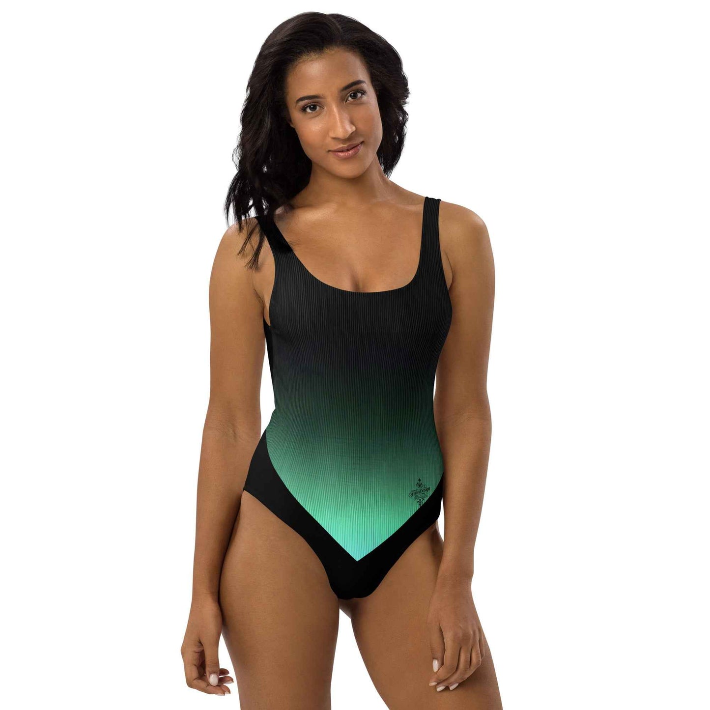 Women's One-Piece Swimsuit Black/Pastel Green FelinDesign - Elegant Eco-Sustainable Chlorine Resistant