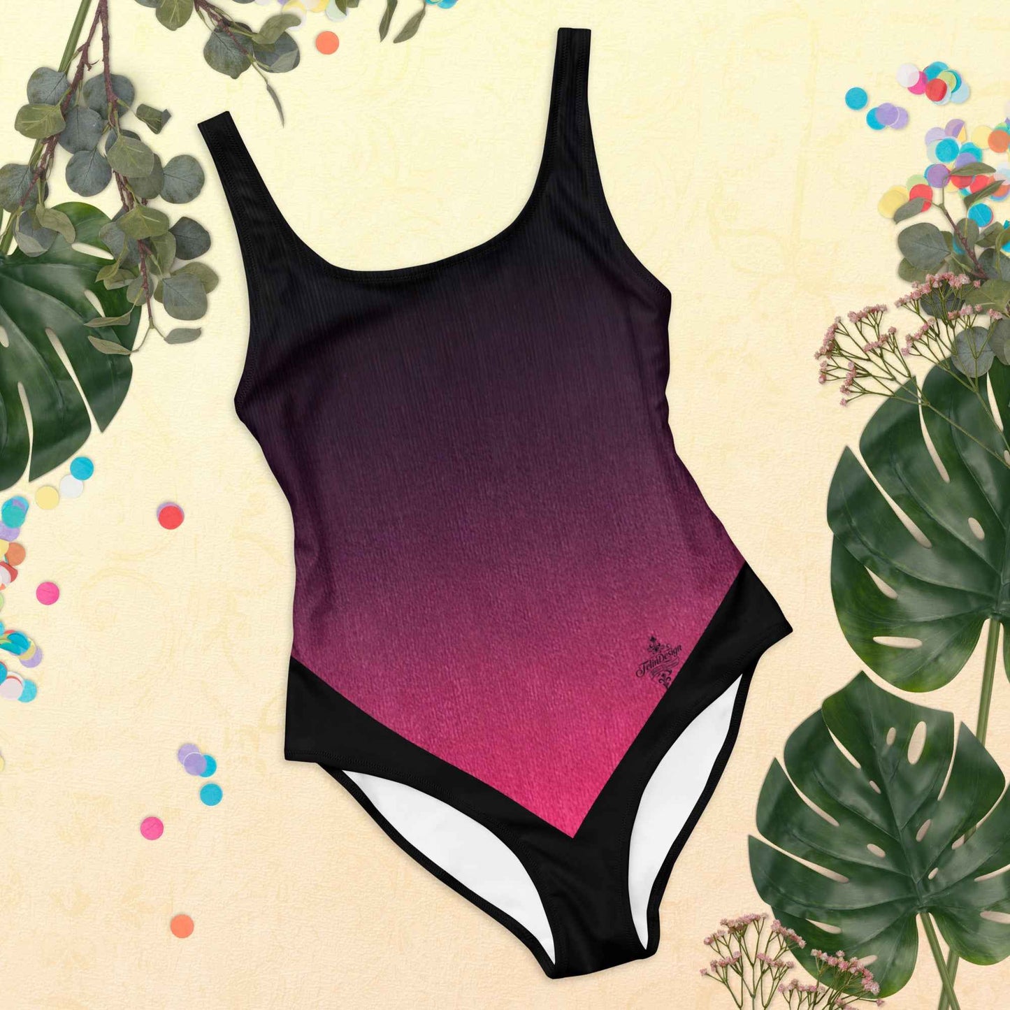Women's One-Piece Swimsuit Black/Fuchsia FelinDesign - Elegant Eco-Sustainable Chlorine Resistant
