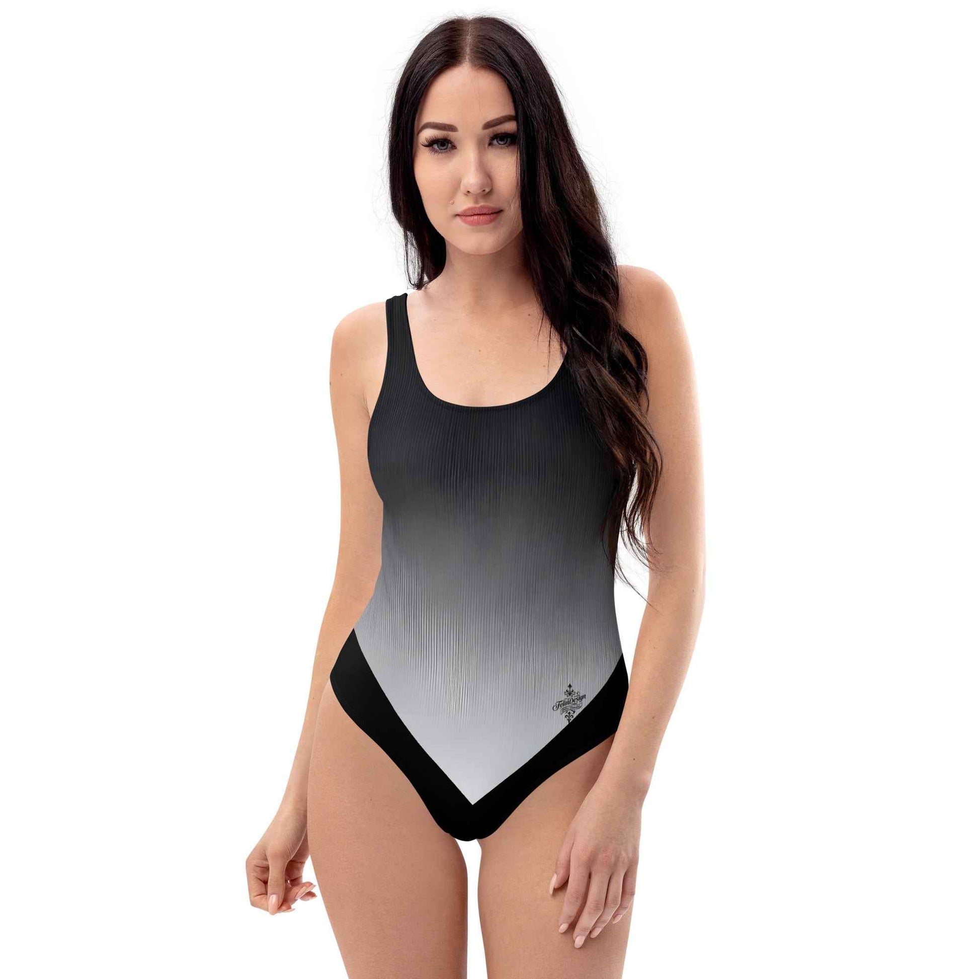 Women's One-Piece Swimsuit Black/White FelinDesign - Elegant Eco-Sustainable Chlorine Resistant