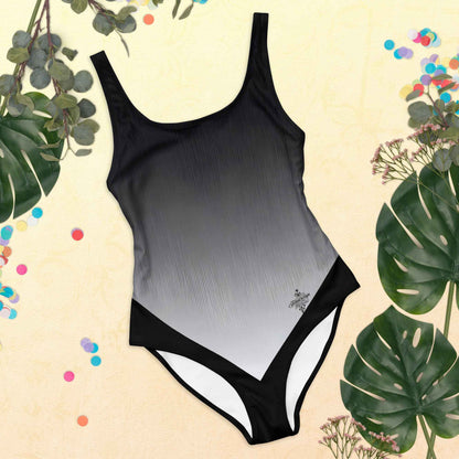 Women's One-Piece Swimsuit Black/White FelinDesign - Elegant Eco-Sustainable Chlorine Resistant