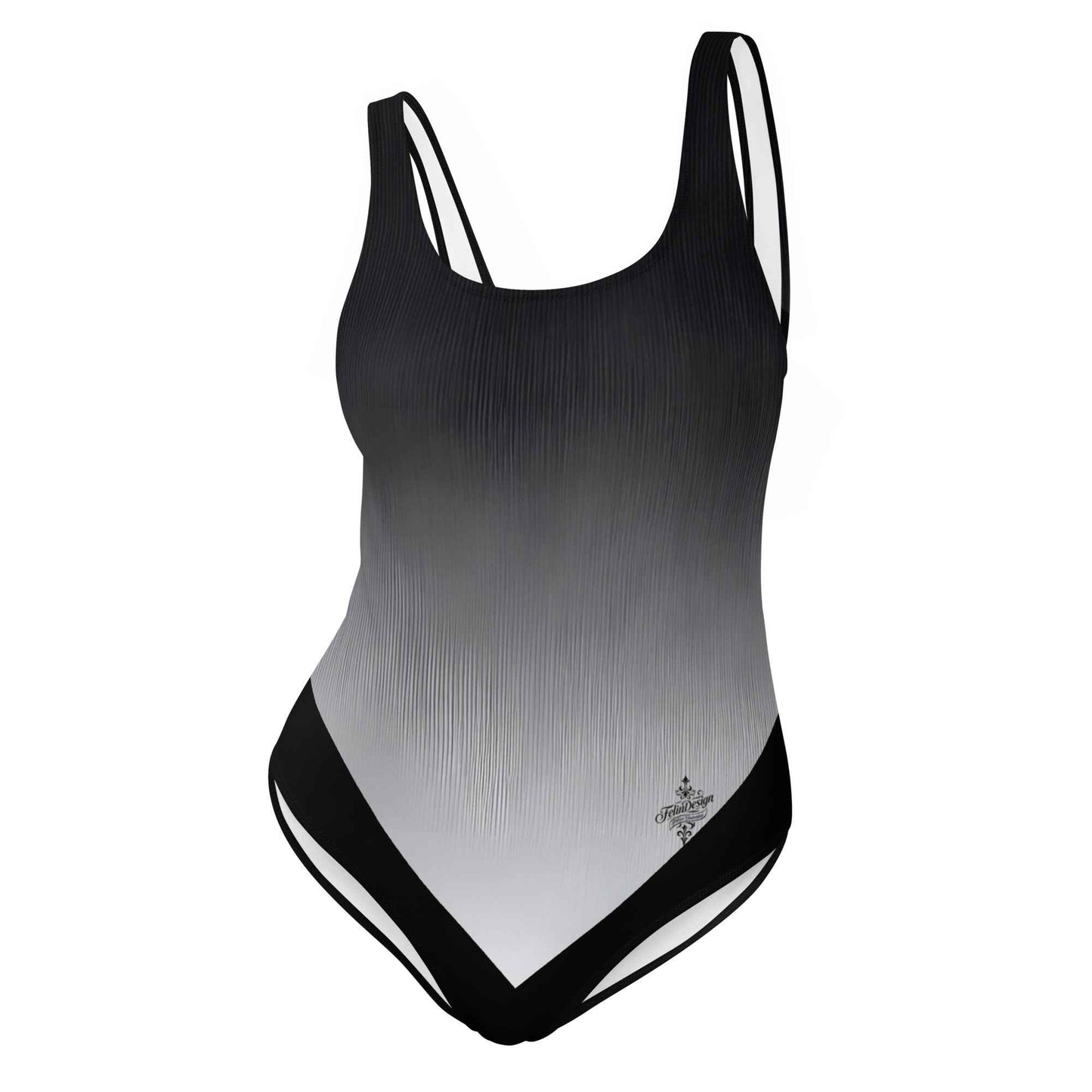 Women's One-Piece Swimsuit Black/White FelinDesign - Elegant Eco-Sustainable Chlorine Resistant