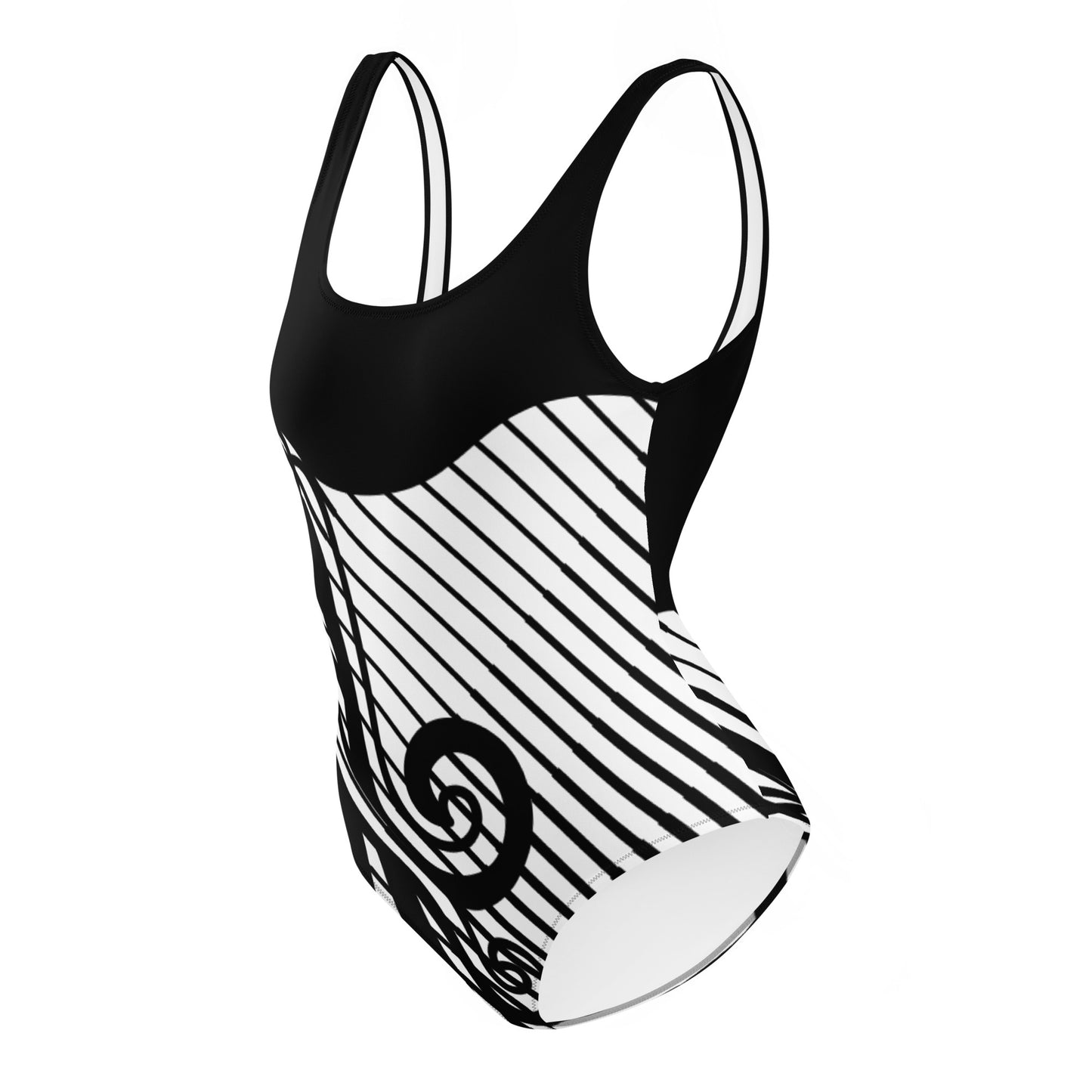 Luxury Elegant Black and White One-Piece Swimsuit for Women - Sculpting Geometric Design | Felin Design 2026 - FelinDesign
