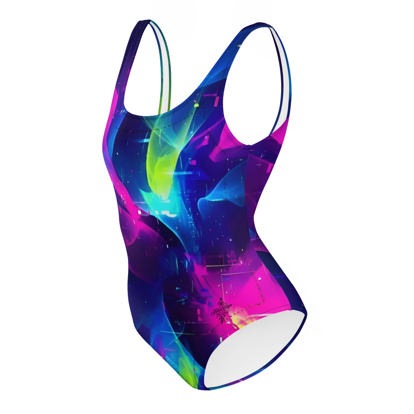 Women's One-Piece Swimsuit with Multicolored Abstract Pattern - Ideal for the Pool and Swimming felindesign - FelinDesign