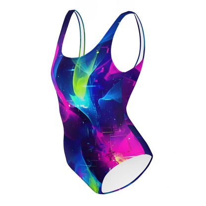 Women's One-Piece Swimsuit with Multicolored Abstract Pattern - Ideal for the Pool and Swimming felindesign - FelinDesign