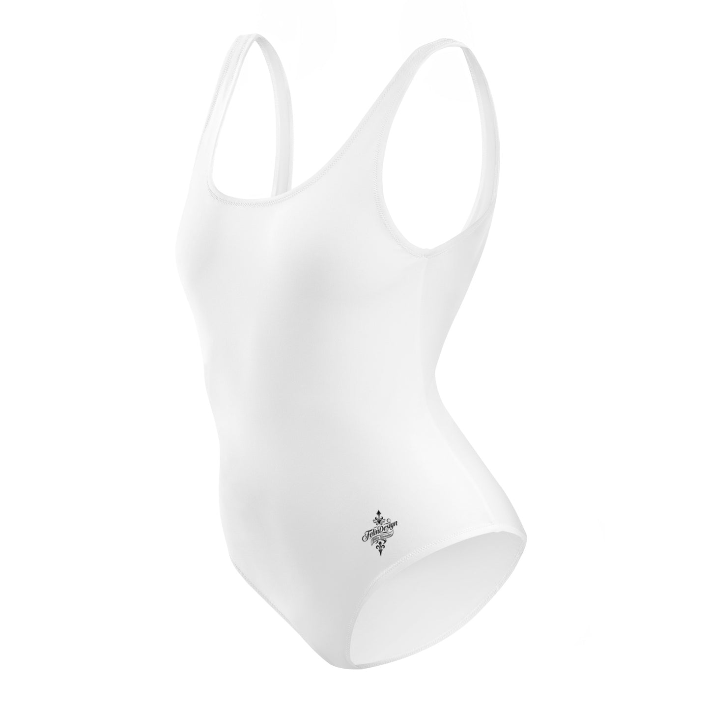 Optic white Minimalist Chic One-Piece Swimwear | Solid Color Collection | 2026 Summer Essentials felindesign - FelinDesign