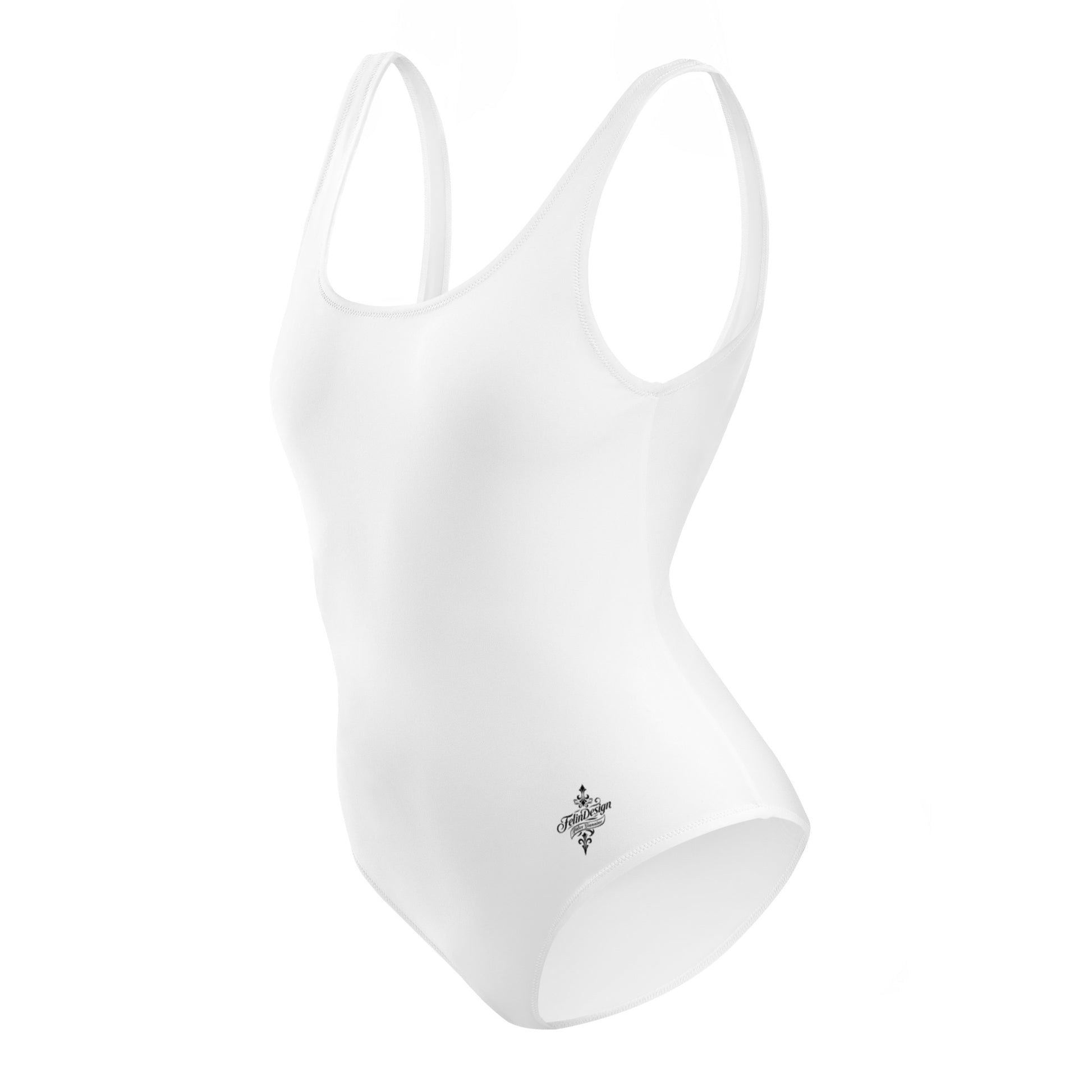 Optic white Minimalist Chic One-Piece Swimwear | Solid Color Collection | 2026 Summer Essentials felindesign - FelinDesign