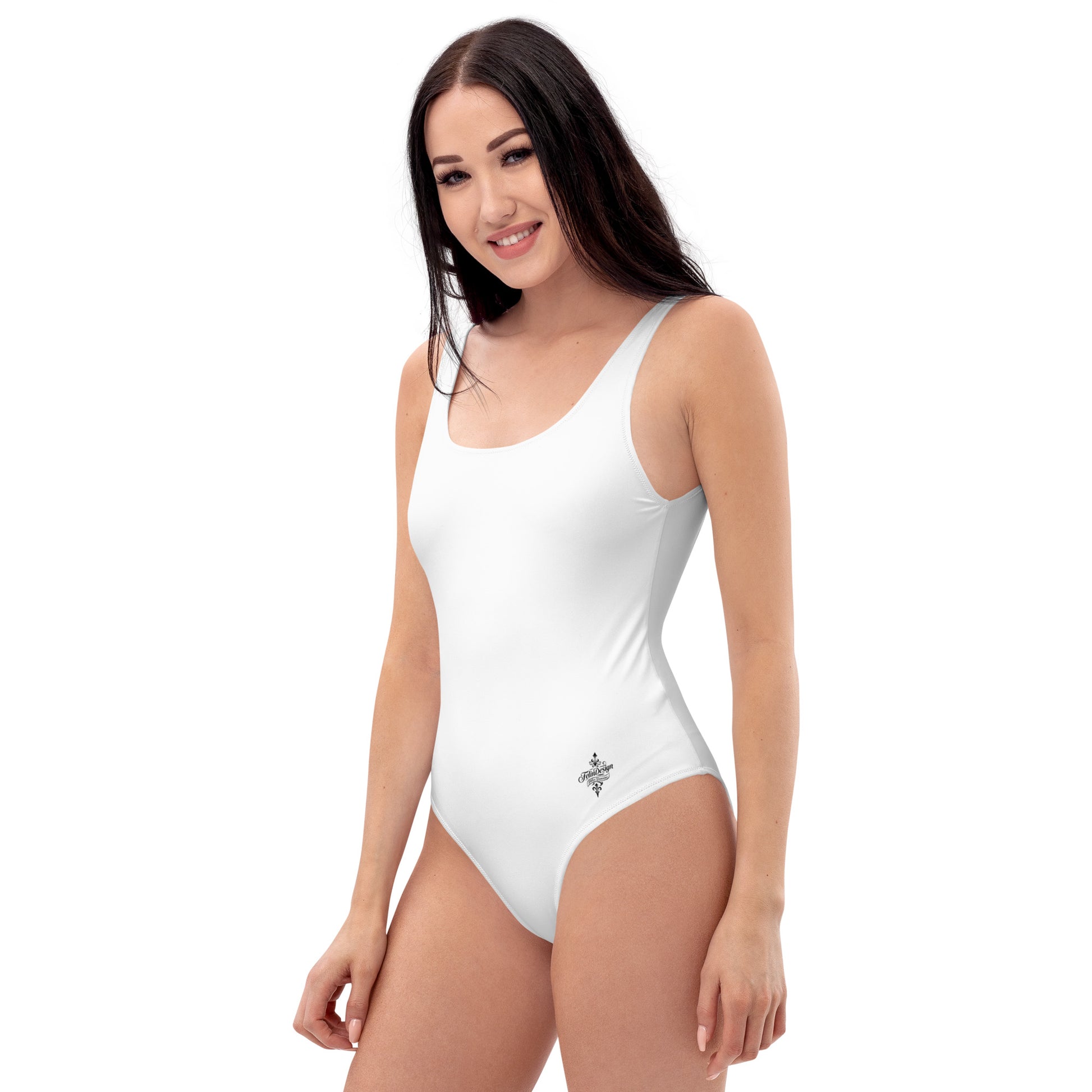 Optic white Minimalist Chic One-Piece Swimwear | Solid Color Collection | 2026 Summer Essentials felindesign - FelinDesign