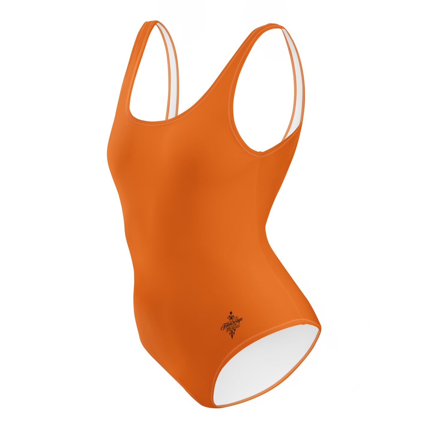 Burnt orange Minimalist Chic One-Piece Swimwear | Solid Color Collection | 2026 Summer Essentials felindesign - FelinDesign