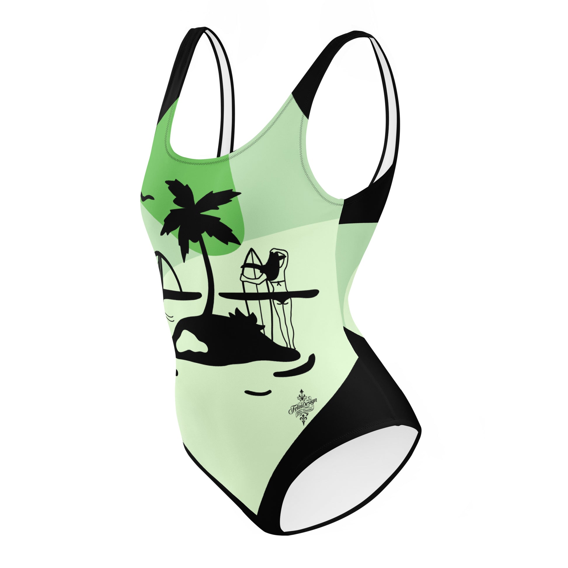 Surf Green Minimalist Chic One-Piece Swimwear | Solid Color Collection | 2026 Summer Essentials felindesign Surf Green - FelinDesign