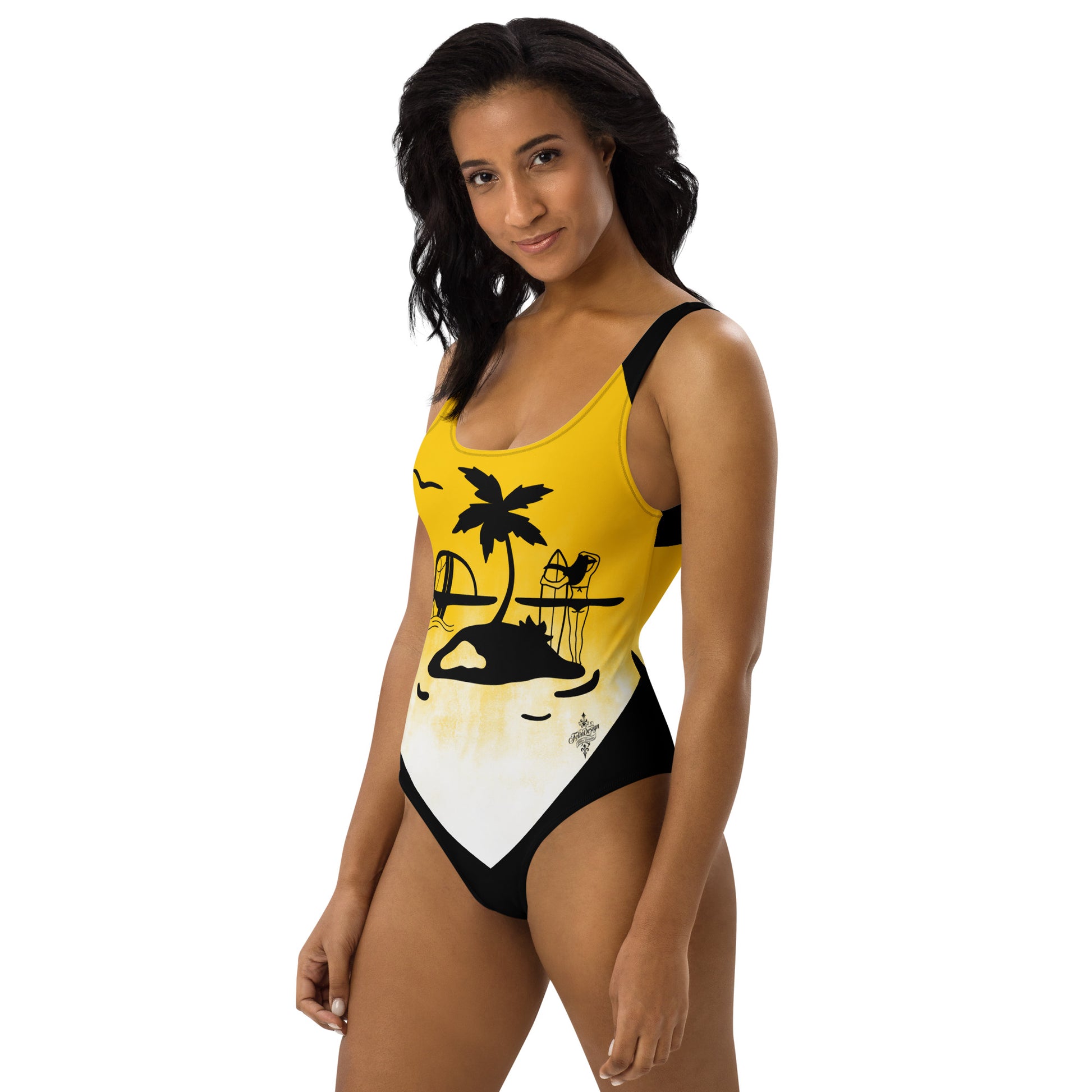 Yellow Surf Minimalist Chic One-Piece Swimwear | Solid Color Collection | 2026 Summer Essentials felindesign Surf Yellow - FelinDesign
