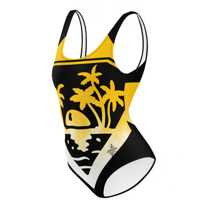 Yellow Nature Minimalist Chic One-Piece Swimwear | Solid Color Collection | 2026 Summer Essentials felindesign Nature - FelinDesign