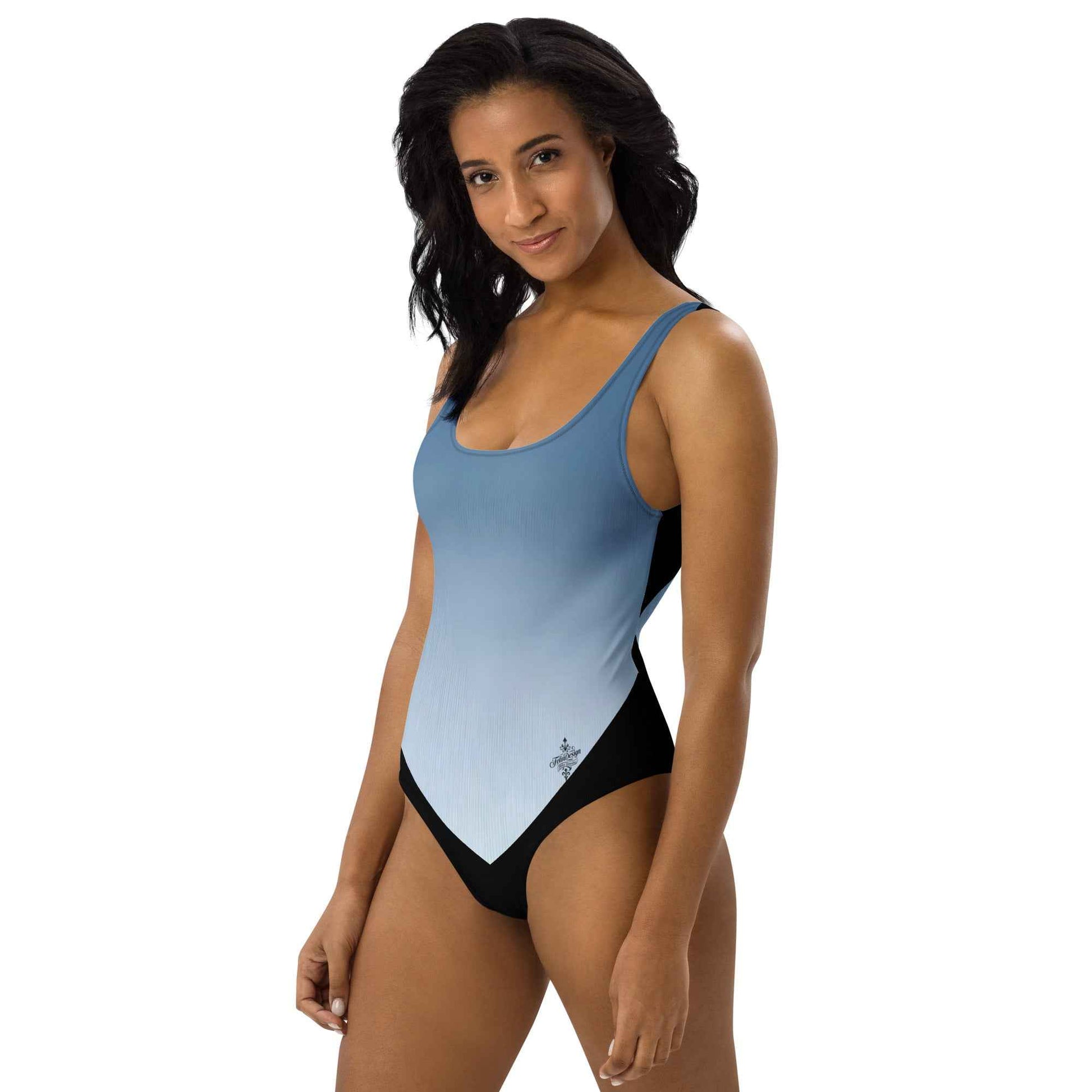 Women's One-Piece Swimsuit Sky blue/White FelinDesign - Elegant Eco-Sustainable Chlorine Resistant