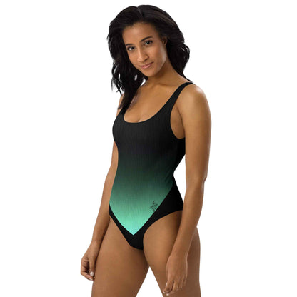 Women's One-Piece Swimsuit Black/Pastel Green FelinDesign - Elegant Eco-Sustainable Chlorine Resistant
