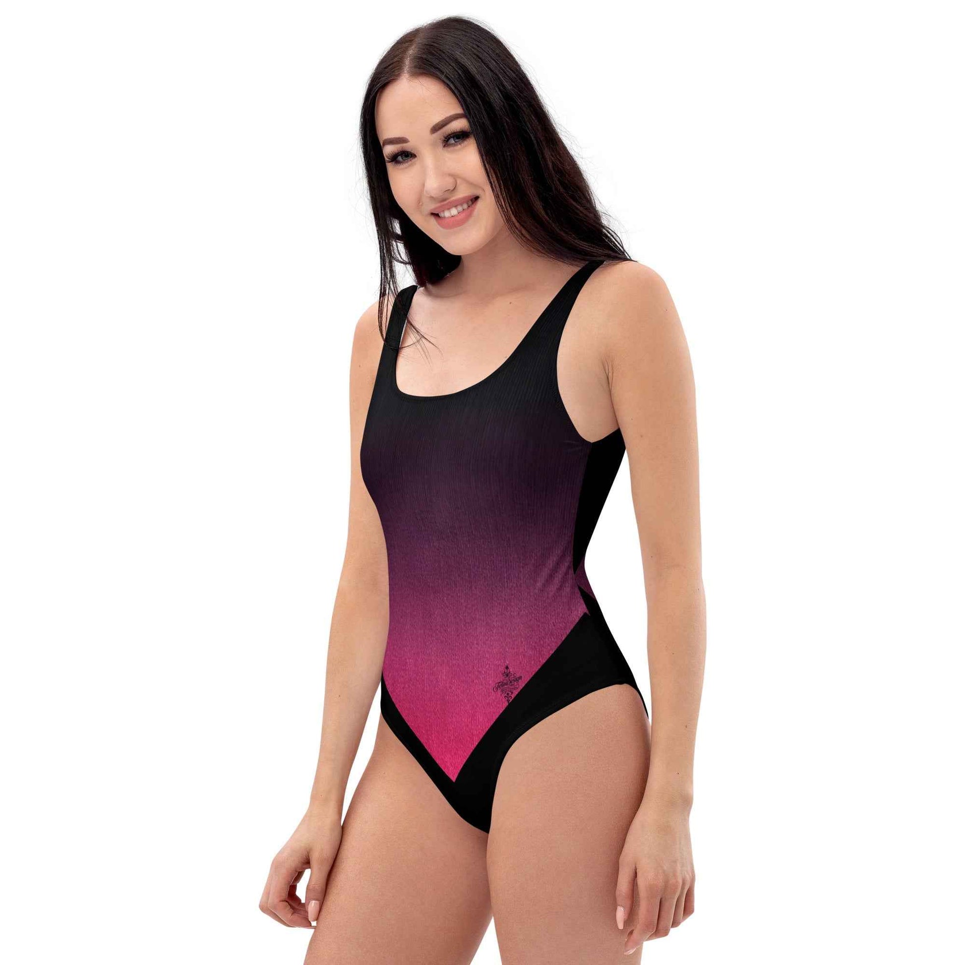 Women's One-Piece Swimsuit Black/Fuchsia FelinDesign - Elegant Eco-Sustainable Chlorine Resistant