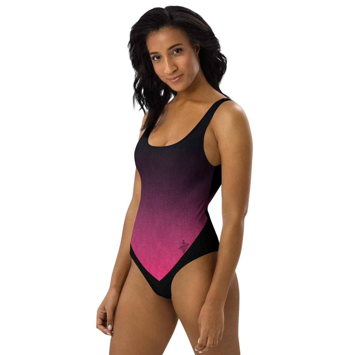 Women's One-Piece Swimsuit Black/Fuchsia FelinDesign - Elegant Eco-Sustainable Chlorine Resistant
