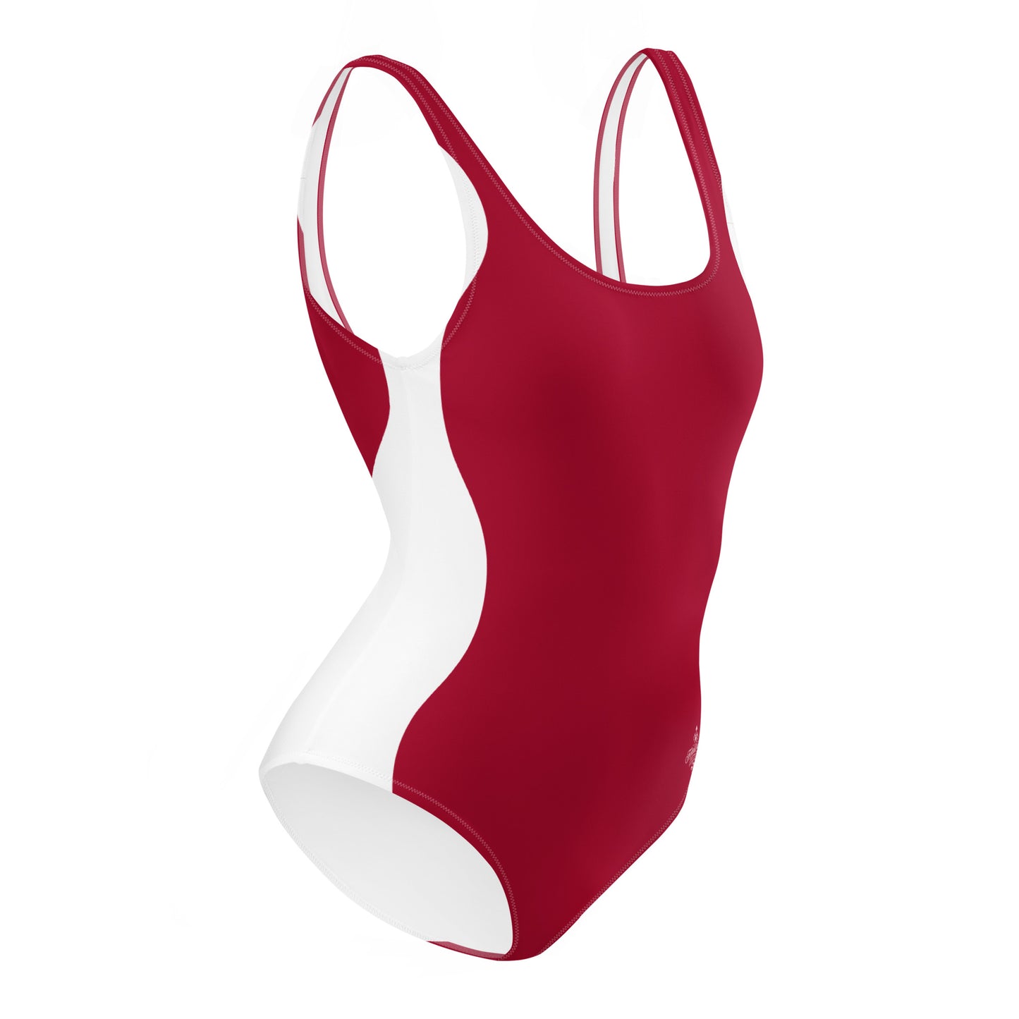 Sinuous Geometry One-Piece Swimsuit – Red & White Shaping Design - FelinDesign