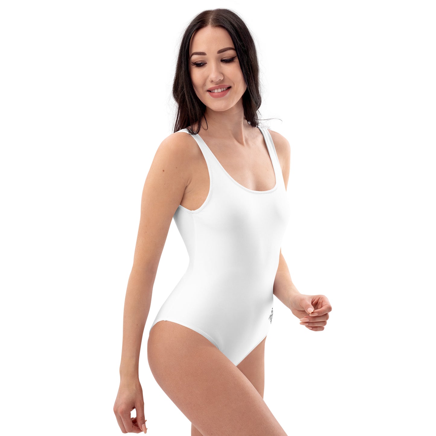Optic white Minimalist Chic One-Piece Swimwear | Solid Color Collection | 2026 Summer Essentials felindesign - FelinDesign