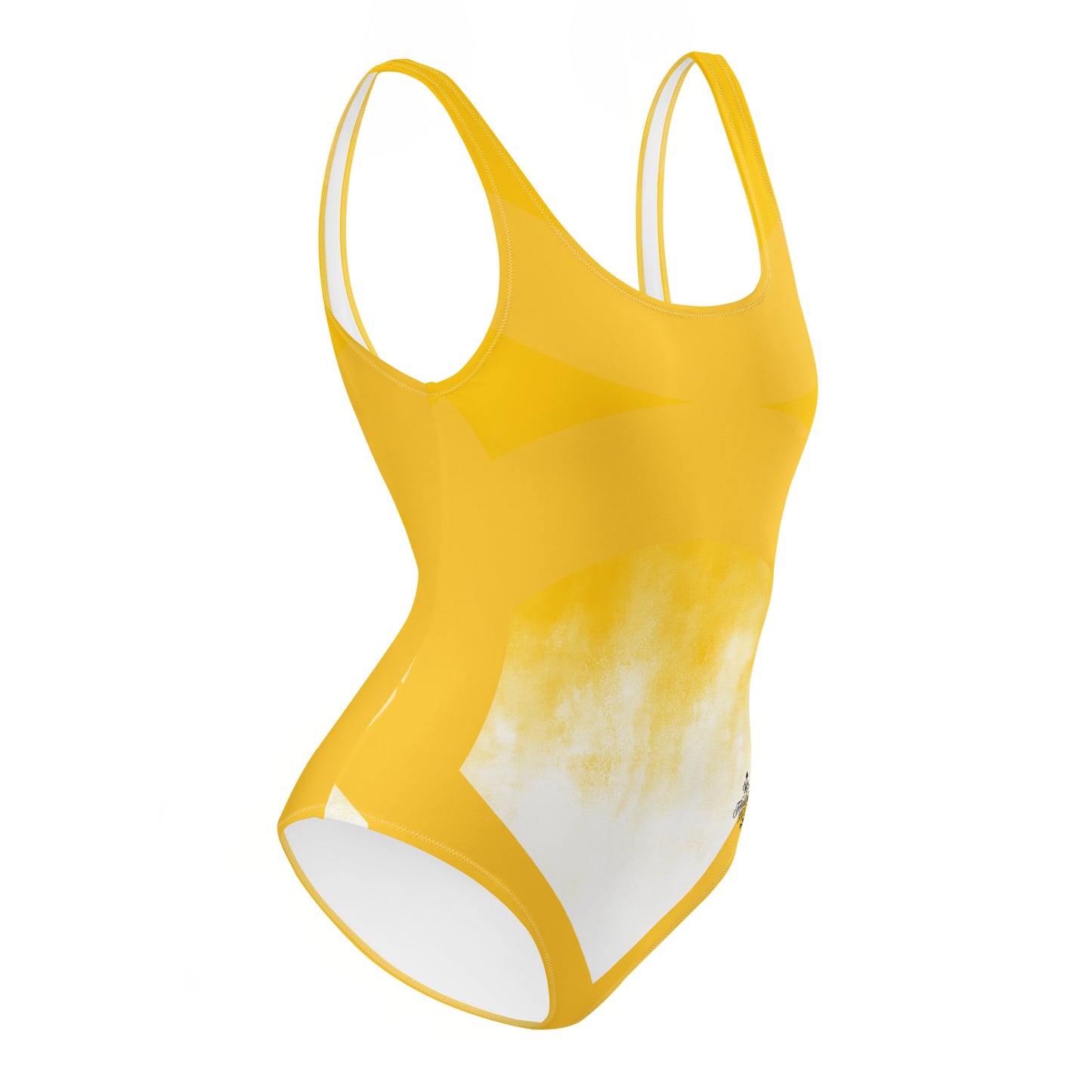 Women's One-Piece Swimsuit Yellow White FelinDesign - Elegant Eco-Sustainable Chlorine Resistant - FelinDesign