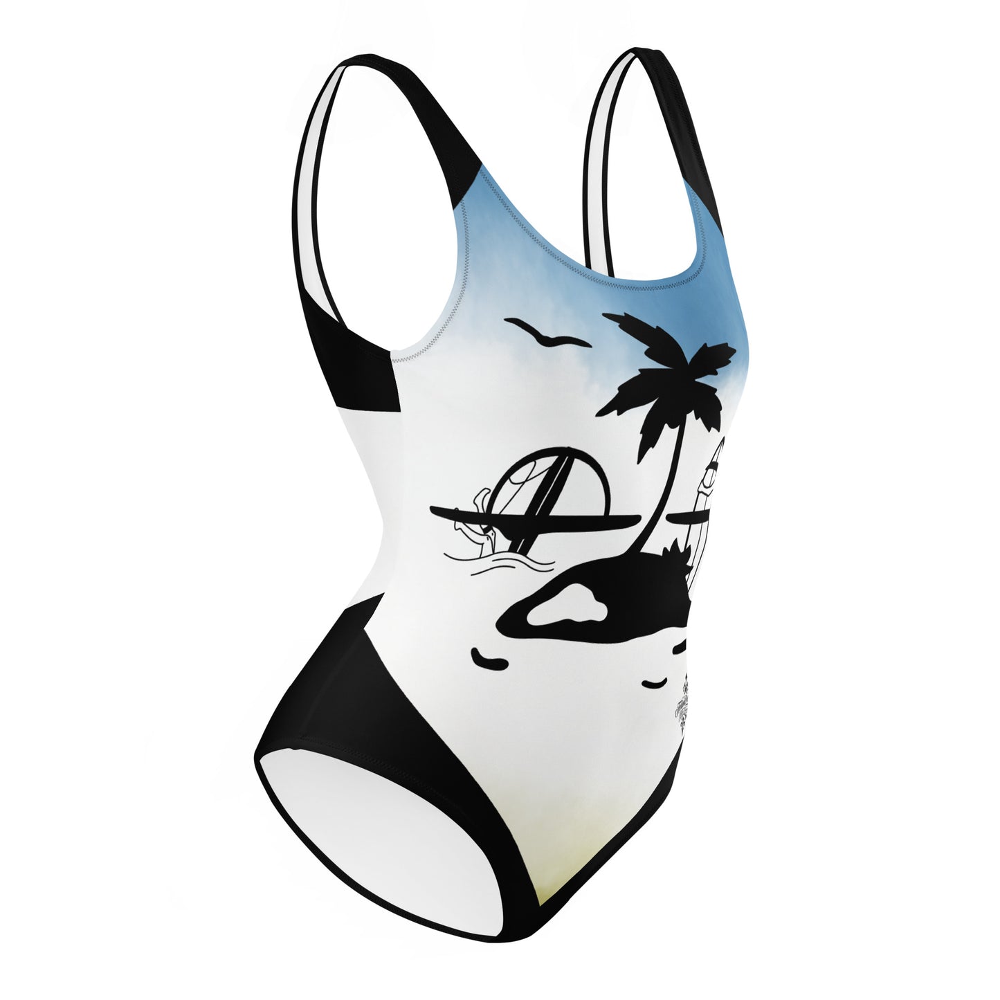 Blue Surf Minimalist Chic One-Piece Swimwear | Solid Color Collection | 2026 Summer Essentials felindesign Blue surf - FelinDesign