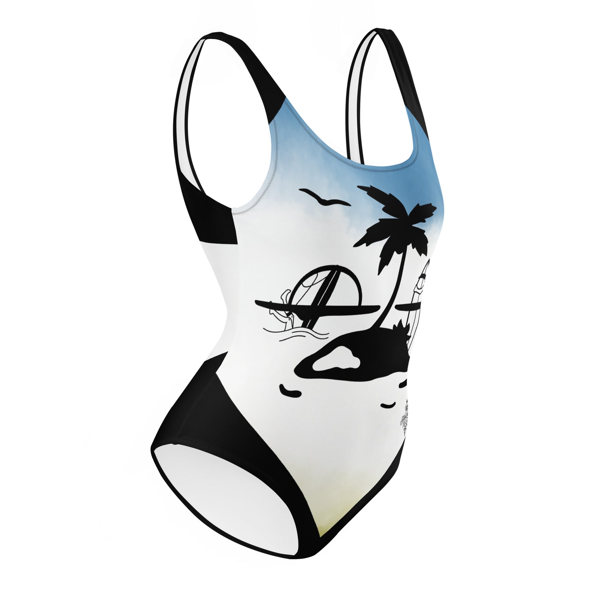 Blue Surf Minimalist Chic One-Piece Swimwear | Solid Color Collection | 2026 Summer Essentials felindesign Blue surf - FelinDesign